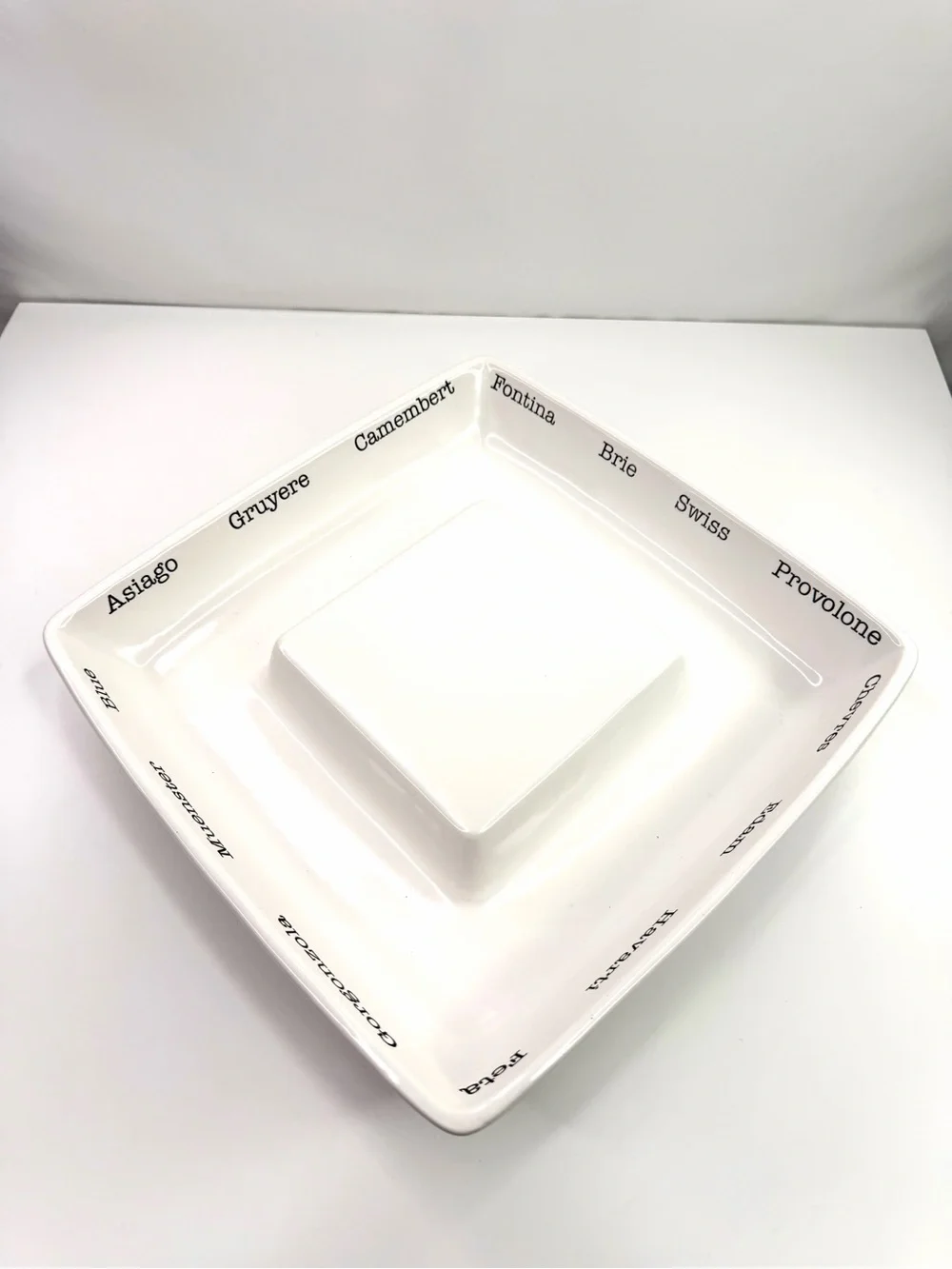 Mudpie White Square Ceramic Cheese Charcuterie Serving Platter
